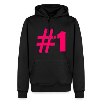 #1 - Männer Premium Bio Hoodie - Schwarz - Vorne - Nico (187cm)