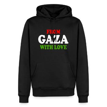 From gaza with love - Sweat à capuche Premium bio Homme - noir - Devant - Nico (187cm)