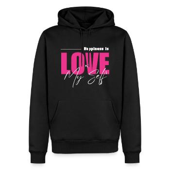 Happiness is Love My Self - Männer Premium Bio Hoodie - Schwarz - Vorne - Nico (187cm)