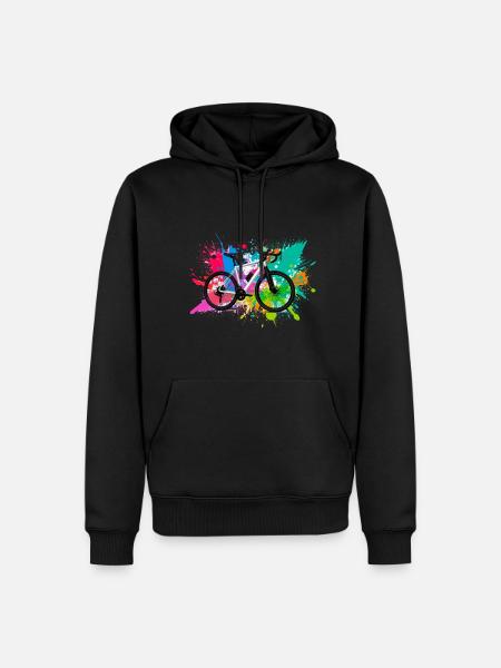 illustration,mountainbike,rennrad,graffiti,bunt - Männer Premium Bio Hoodie - Schwarz