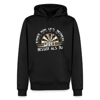 besser als du - Männer Premium Bio Hoodie - Schwarz - Vorne - Nico (187cm)