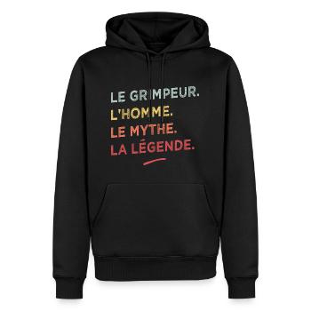 Le grimpeur l homme le mythe la légende - Sweat à capuche Premium bio Homme - noir - Devant - Nico (187cm)