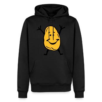 patate sourire 0 - Sweat à capuche Premium bio Homme - noir - Devant - Nico (187cm)