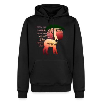 Alpaka Blicke nur zurück um zu sehen wie weit du - Männer Premium Bio Hoodie - Schwarz - Vorne - Nico (187cm)
