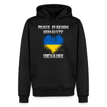 Ukraine - Peace - Freedom - Humanity - Flag - Men’s Premium Organic Hoodie - black - Front - Nico (187cm)
