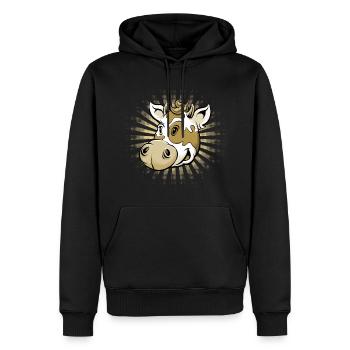Kuh Kopf Cartoon - Männer Premium Bio Hoodie - Schwarz - Vorne - Nico (187cm)
