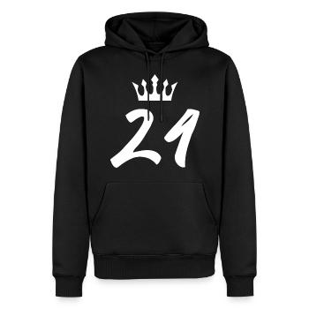 24 Zahl Krone - Männer Premium Bio Hoodie - Schwarz - Vorne - Nico (187cm)