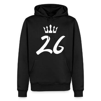 26 Number crown - Men’s Premium Organic Hoodie - black - Front - Nico (187cm)