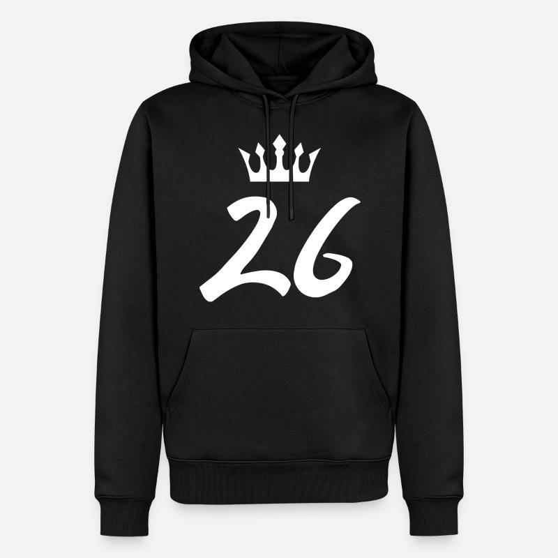 26 Couronne numérique - Sweat à capuche Premium bio Homme - noir