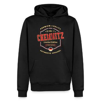 Chemnitz Allemagne City Font Vintage Rétro - Sweat à capuche Premium bio Homme - noir - Devant - Nico (187cm)