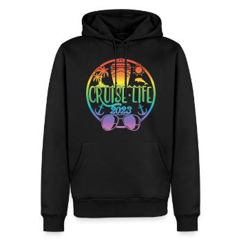 Cruise Life 2023 Croisière Vacances d’été - Sweat à capuche Premium bio Homme - noir - Devant - Nico (187cm)