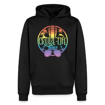 Cruise Life 2023 Croisière Vacances d’été - Sweat à capuche Premium bio Homme - noir - Devant - Nico (187cm)