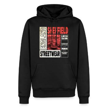 Sheffield Angleterre UK City Skyline Accueil Amour - Sweat à capuche Premium bio Homme - noir - Devant - Nico (187cm)