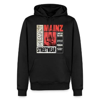 Mayence Allemagne Ville Skyline Accueil Amour - Sweat à capuche Premium bio Homme - noir - Devant - Nico (187cm)