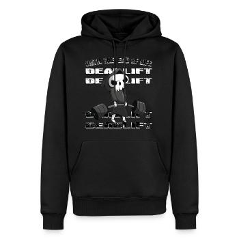 Deadlift PR T-Shirt - Männer Premium Bio Hoodie - Schwarz - Vorne - Nico (187cm)