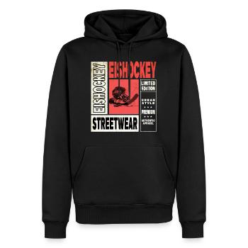 Eishockey Helm Schläger Schlittschuh Vintage Retro - Männer Premium Bio Hoodie - Schwarz - Vorne - Nico (187cm)