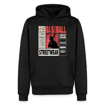 Baseball Baseballspieler USA Sport Vintage Retro - Männer Premium Bio Hoodie - Schwarz - Vorne - Nico (187cm)