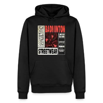 Badminton Federball Sport Spieler Vintage Retro - Männer Premium Bio Hoodie - Schwarz - Vorne - Nico (187cm)