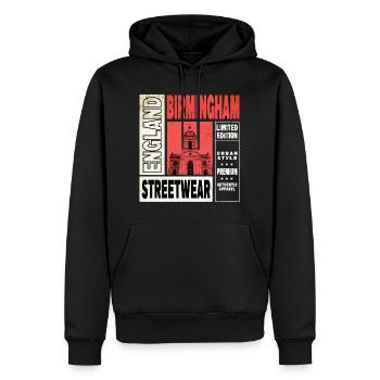 Birmingham Angleterre Royaume-Uni City Skyline Vintage Rétro - Sweat à capuche Premium bio Homme - noir - Devant - Nico (187cm)
