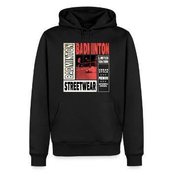 Badminton Federball Sport Spieler Vintage Retro - Männer Premium Bio Hoodie - Schwarz - Vorne - Nico (187cm)