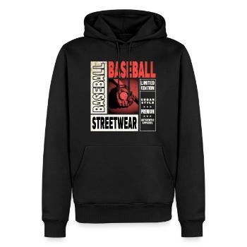 Baseball Baseballspieler USA Sport Vintage Retro - Männer Premium Bio Hoodie - Schwarz - Vorne - Nico (187cm)