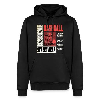 Baseball Baseballspieler USA Sport Vintage Retro - Männer Premium Bio Hoodie - Schwarz - Vorne - Nico (187cm)