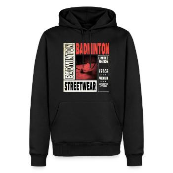 Badminton Federball Sport Spieler Vintage Retro - Männer Premium Bio Hoodie - Schwarz - Vorne - Nico (187cm)