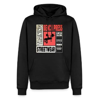 Bankdrücken Gewichtheben Kraftsport Fitness Stark - Männer Premium Bio Hoodie - Schwarz - Vorne - Nico (187cm)