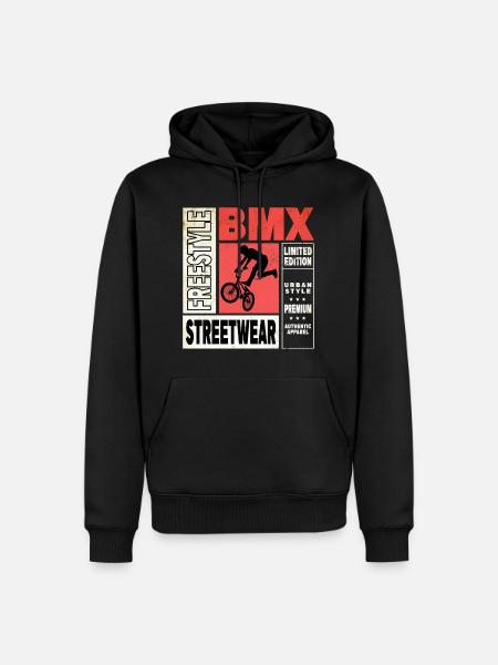 BMX Bike Biker Stunt Trick Freestyle Vintage - Men’s Premium Organic Hoodie - black