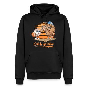 Catch ya Later Cartoon Baseball Handschuh und Ball - Männer Premium Bio Hoodie - Schwarz - Vorne - Nico (187cm)