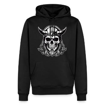 Cooler Wikinger Totenkopf - Männer Premium Bio Hoodie - Schwarz - Vorne - Nico (187cm)