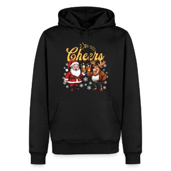 Weihnachten Bier Weihnachtsmann Rentier Prost - Männer Premium Bio Hoodie - Schwarz - Vorne - Nico (187cm)