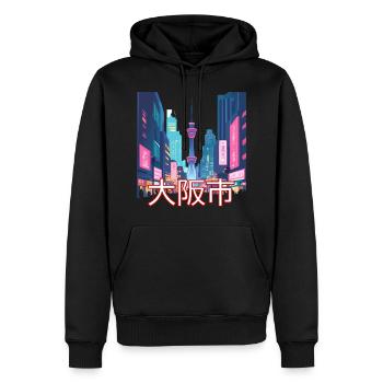 Osaka Shopping Street - Männer Premium Bio Hoodie - Schwarz - Vorne - Nico (187cm)