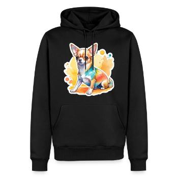 Chihuahua Wasserfarben - Männer Premium Bio Hoodie - Schwarz - Vorne - Nico (187cm)