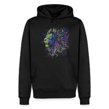 Lion Colorful Lion Head Neon Colorful Predator Art - Men’s Premium Organic Hoodie - black - Front - Nico (187cm)