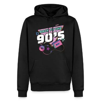90er Jahre 90s Retro Geschenk - Männer Premium Bio Hoodie - Schwarz - Vorne - Nico (187cm)