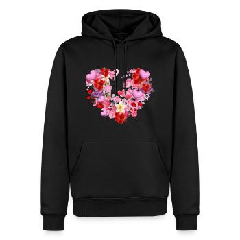 Blumenherz, Blumen,floral, Blume, Herzen - Männer Premium Bio Hoodie - Schwarz - Vorne - Nico (187cm)