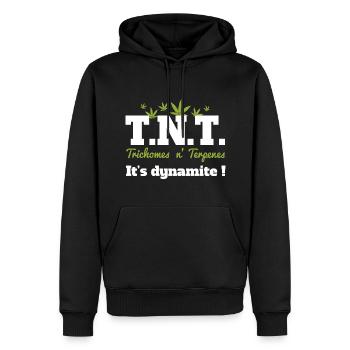 Sensation explosiv - Männer Premium Bio Hoodie - Schwarz - Vorne - Nico (187cm)