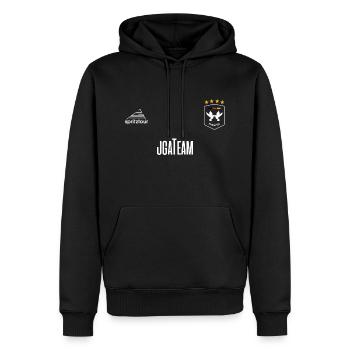 JGA - Trikot - JGA TEAM - Weiße Schrift - Männer Premium Bio Hoodie - Schwarz - Vorne - Nico (187cm)
