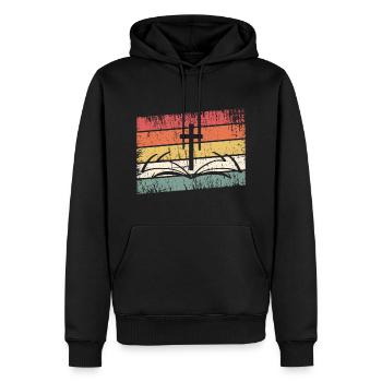 Jesus Christus - Christliches Shirt - Kreuz, Bibel - Männer Premium Bio Hoodie - Schwarz - Vorne - Nico (187cm)
