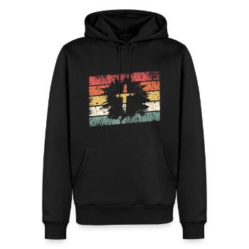 Jesus Christus - Christliches Shirt - Kreuz - Männer Premium Bio Hoodie - Schwarz - Vorne - Nico (187cm)