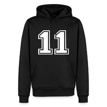 11 - Men’s Premium Organic Hoodie - black - Front - Nico (187cm)