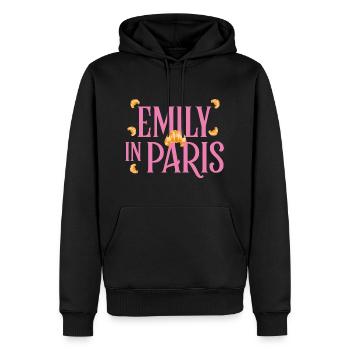 Emily In Paris Logo Avec Beaucoup De Croissants - Sweat à capuche Premium bio Homme - noir - Devant - Nico (187cm)