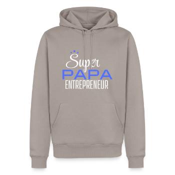 Superunternehmer Vater - Männer Premium Bio Hoodie - Taupe - Vorne - Nico (187cm)