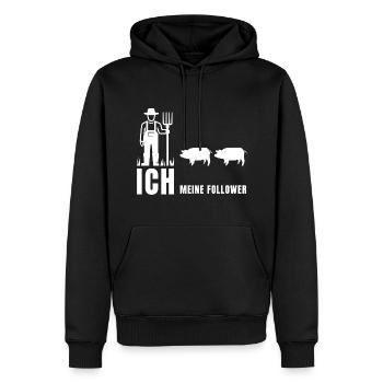 Ich meine Follower Schweine Schwein Landwirt Bauer - Männer Premium Bio Hoodie - Schwarz - Vorne - Nico (187cm)