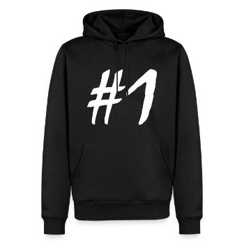 #1 - Männer Premium Bio Hoodie - Schwarz - Vorne - Nico (187cm)