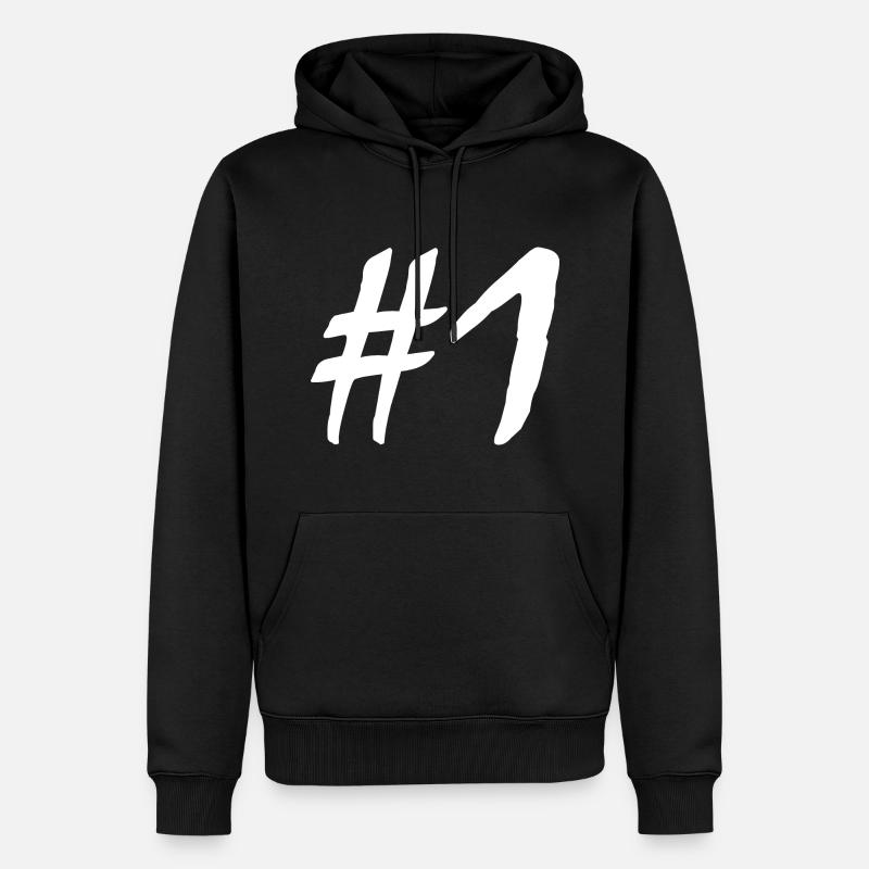 #1 - Männer Premium Bio Hoodie - Schwarz