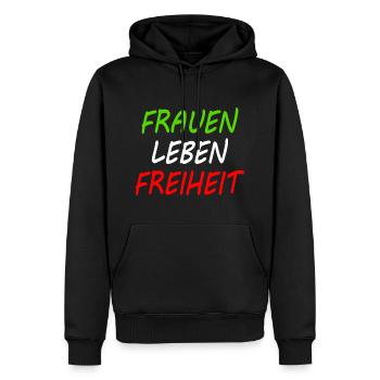 Frauen leben freiheit - Männer Premium Bio Hoodie - Schwarz - Vorne - Nico (187cm)