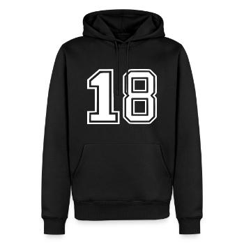 18 - Sweat à capuche Premium bio Homme - noir - Devant - Nico (187cm)