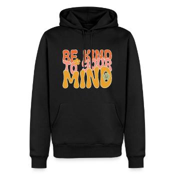 BE KIND TO YOUR MIND - Men’s Premium Organic Hoodie - black - Front - Nico (187cm)